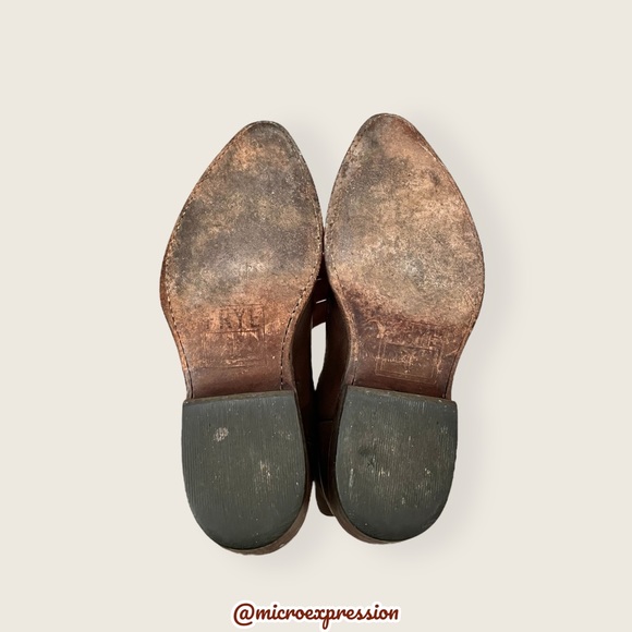 $369 Frye Billy Short Pull On Brown Leather Southern Cowgirl Cowboy Ankle Bootie - Picture 14 of 16